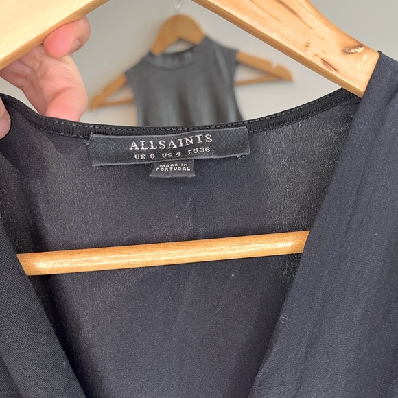 All Saints Classic Black Cap Sleeve A-Line Dress - Picture 3 of 3